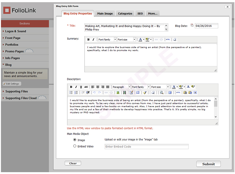 Blog Entry Form 